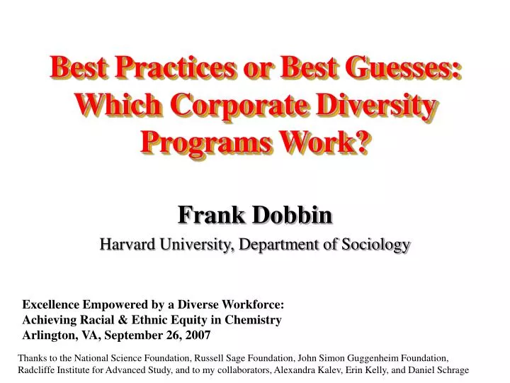 best practices or best guesses which corporate diversity programs work