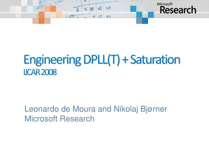 engineering dpll t saturation ijcar 2008