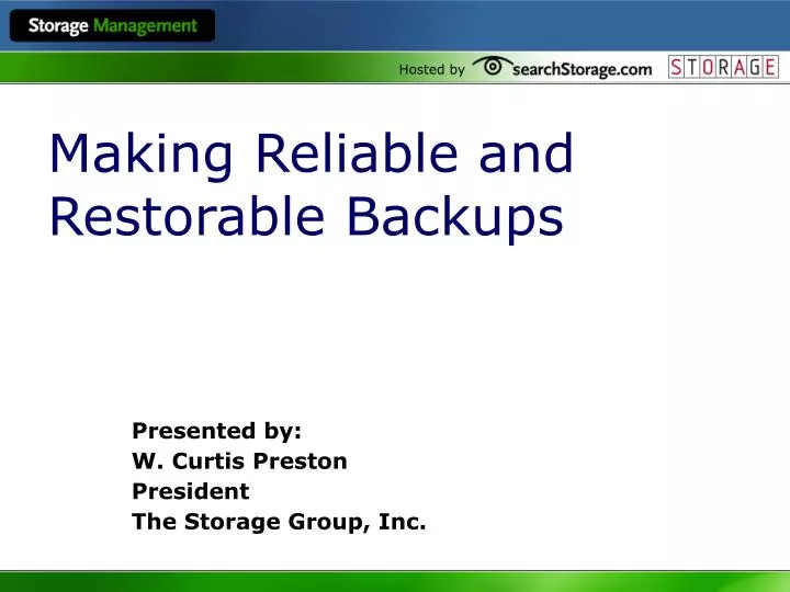 making reliable and restorable backups