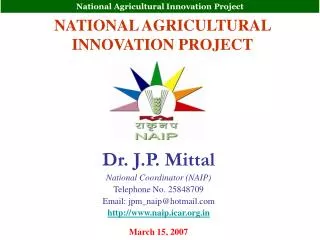 NATIONAL AGRICULTURAL INNOVATION PROJECT