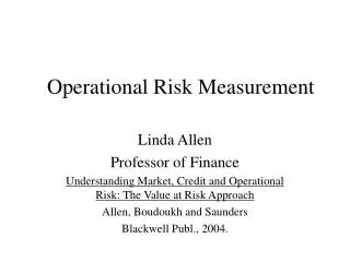 Operational Risk Measurement
