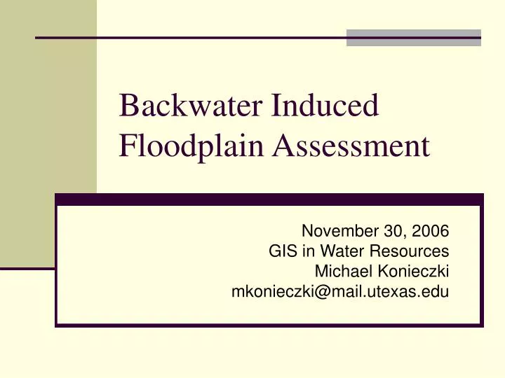 backwater induced floodplain assessment