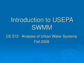 Introduction to USEPA SWMM