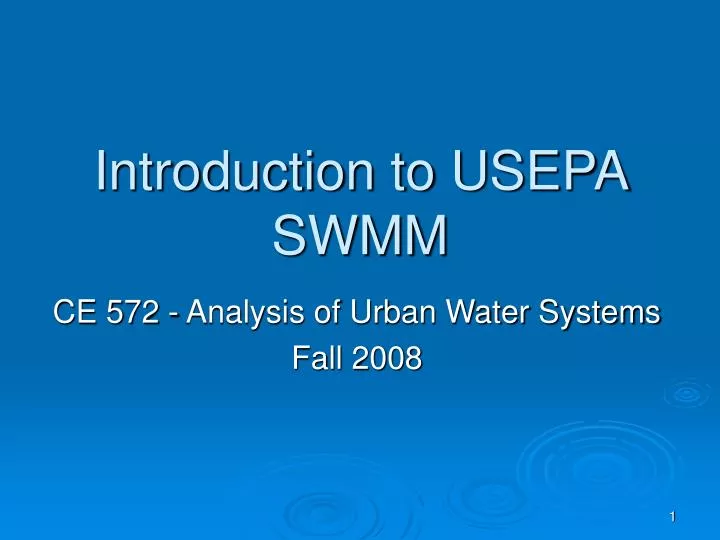 introduction to usepa swmm