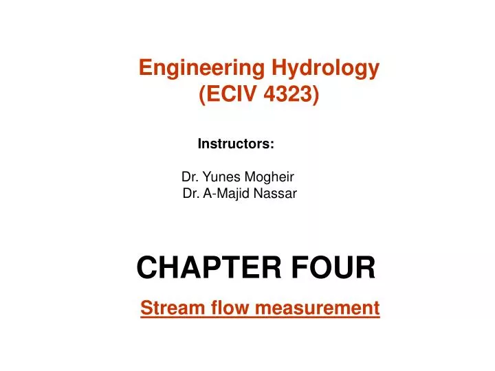 chapter four stream flow measurement