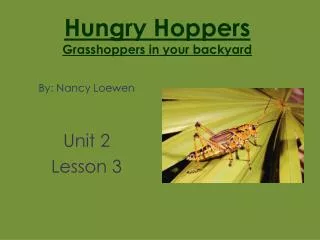 Hungry Hoppers Grasshoppers in your backyard