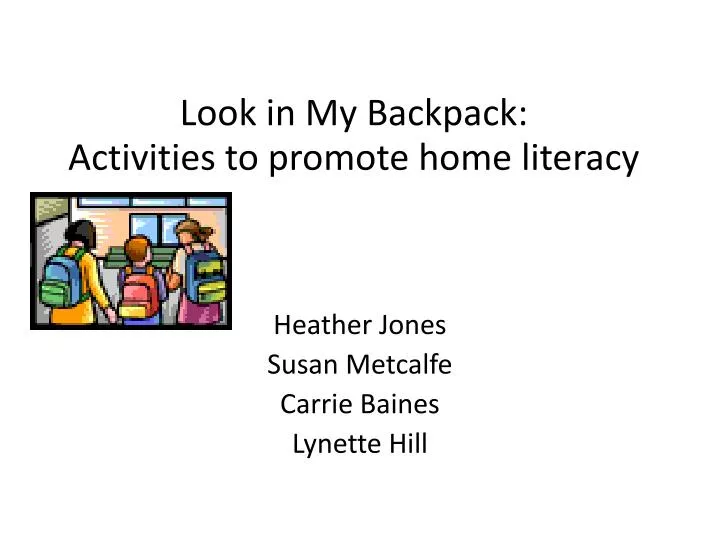 look in my backpack activities to promote home literacy
