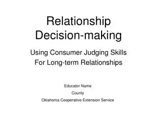 Relationship Decision-making