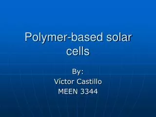 Polymer-based solar cells