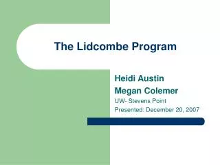 The Lidcombe Program