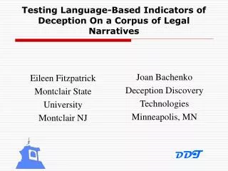 Testing Language-Based Indicators of Deception On a Corpus of Legal Narratives