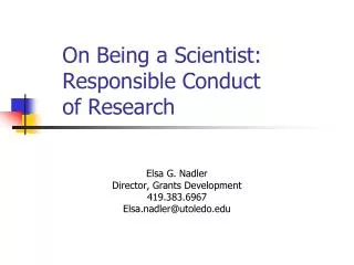 On Being a Scientist: Responsible Conduct of Research