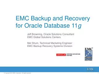 EMC Backup and Recovery for Oracle Database 11 g