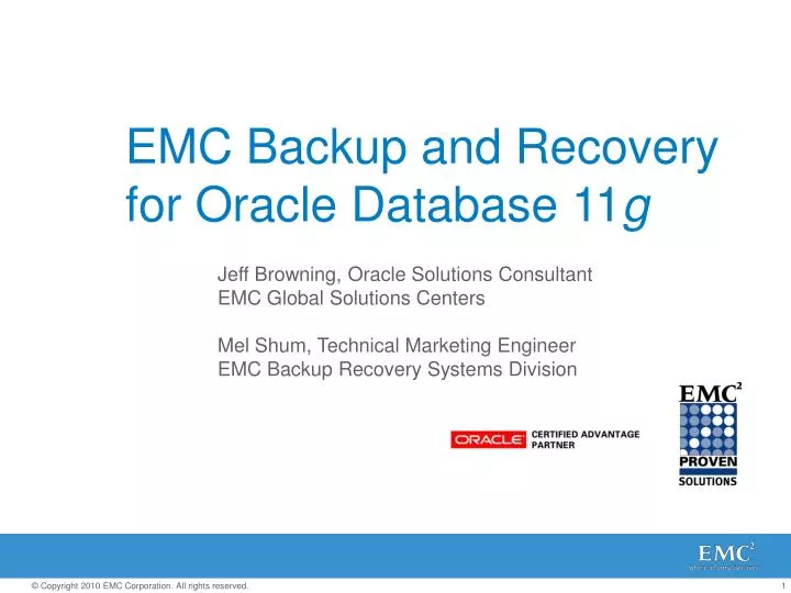 emc backup and recovery for oracle database 11 g