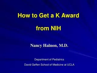 How to Get a K Award from NIH