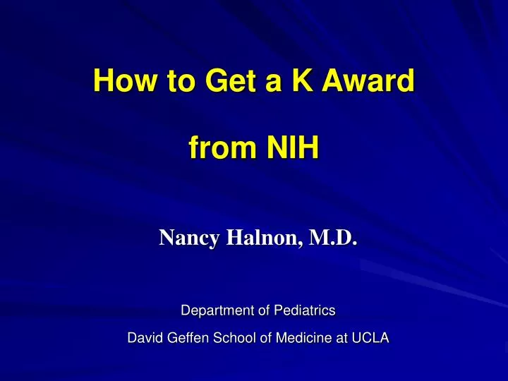 how to get a k award from nih