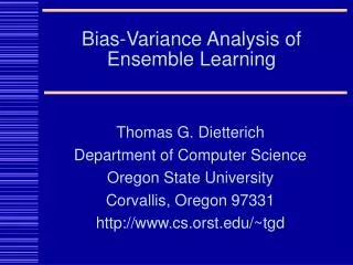 Bias-Variance Analysis of Ensemble Learning