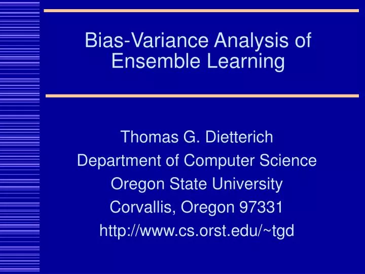 bias variance analysis of ensemble learning