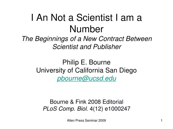 i an not a scientist i am a number the beginnings of a new contract between scientist and publisher