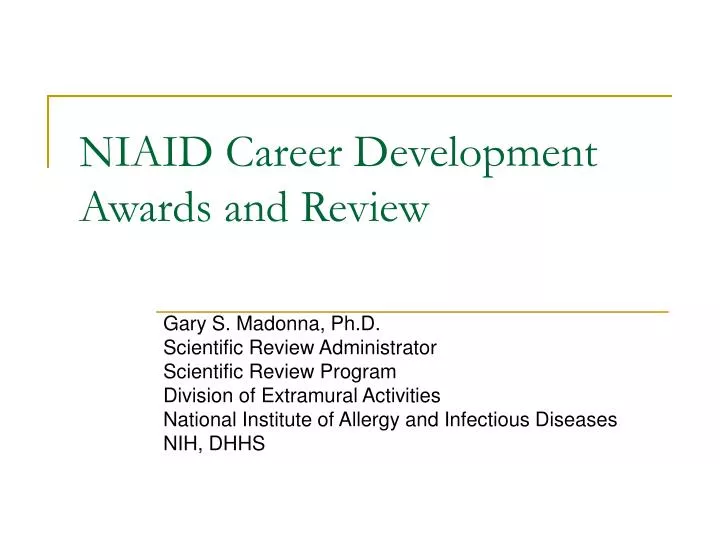 niaid career development awards and review