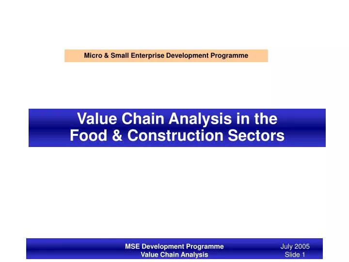 value chain analysis in the food construction sectors