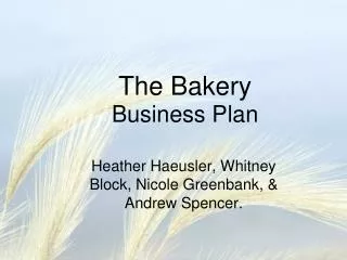 The Bakery Business Plan