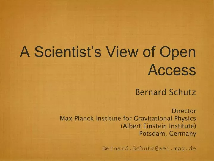 a scientist s view of open access