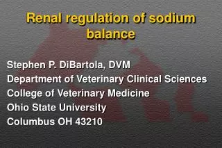 Renal regulation of sodium balance