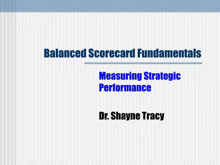 balanced scorecard fundamentals