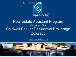 Real Estate Assistant Program Developed for Coldwell Banker Residential Brokerage Colorado checksbal