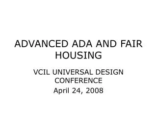 ADVANCED ADA AND FAIR HOUSING