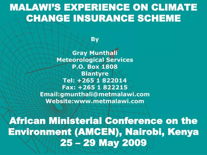 malawi s experience on climate change insurance scheme