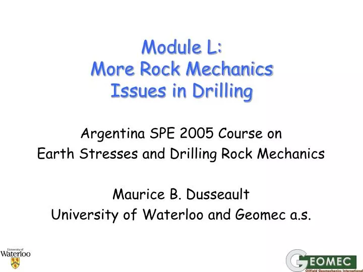 module l more rock mechanics issues in drilling