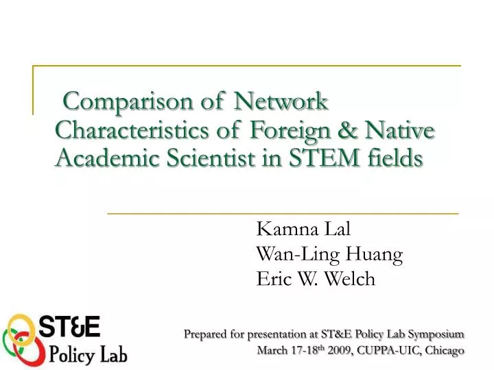 comparison of network characteristics of foreign native academic scientist in stem fields