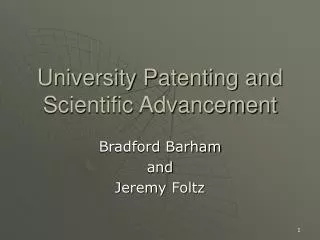 University Patenting and Scientific Advancement