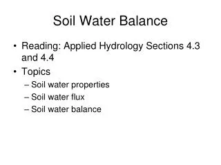 Soil Water Balance