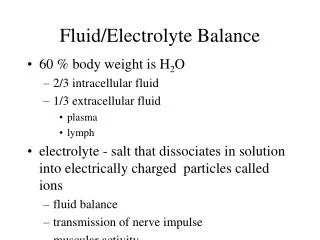 Fluid/Electrolyte Balance