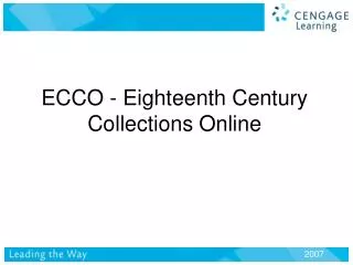 ECCO - Eighteenth Century Collections Online