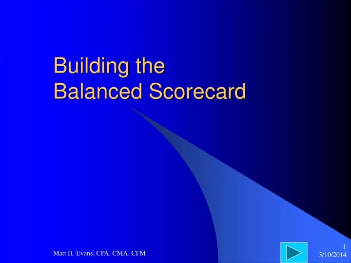 building the balanced scorecard