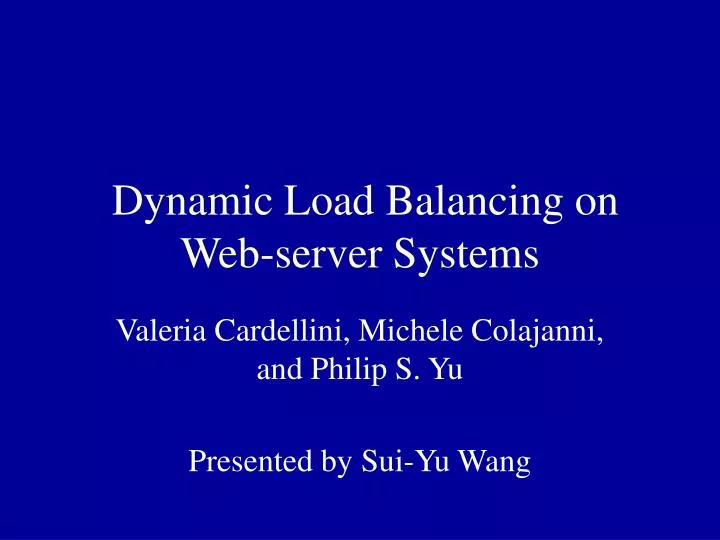 dynamic load balancing on web server systems