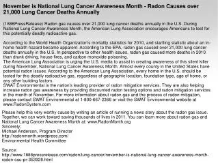 November is National Lung Cancer Awareness Month - Radon Cau