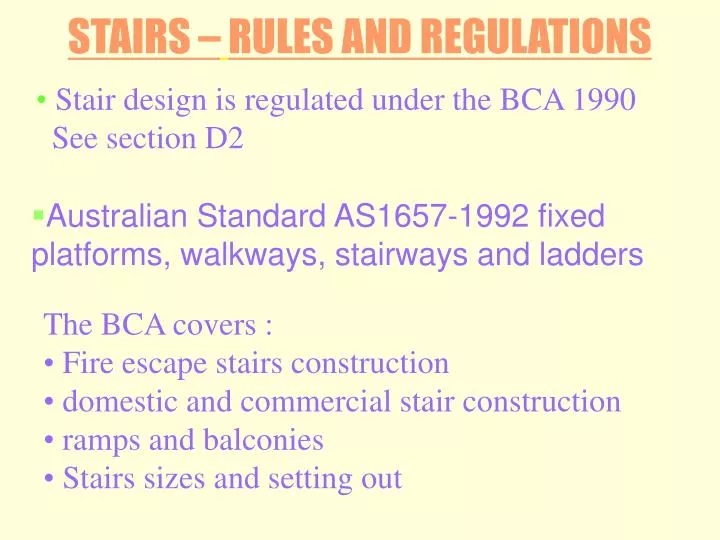 stairs rules and regulations