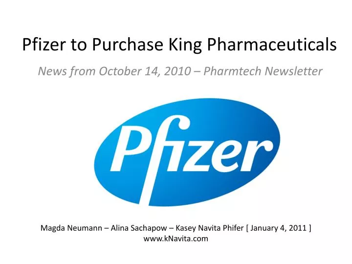 pfizer to purchase king pharmaceuticals