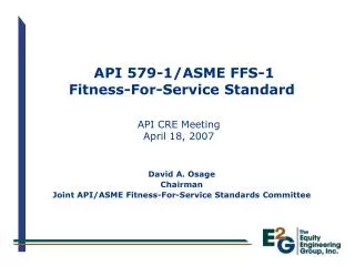 API 579-1/ASME FFS-1 Fitness-For-Service Standard