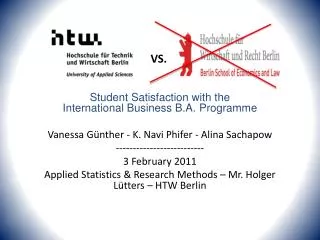 Satisfaction of BIB students at HTW-Berlin with their B.A