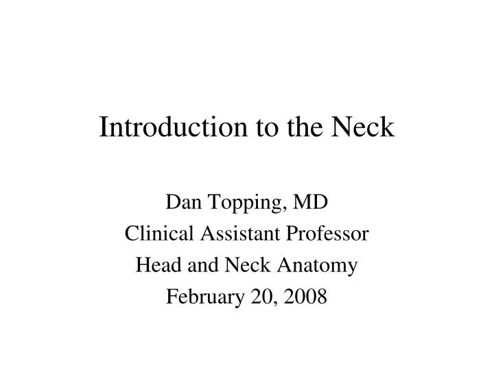 introduction to the neck