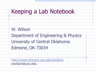 Keeping a Lab Notebook