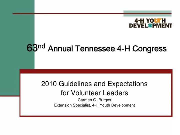 63 nd annual tennessee 4 h congress