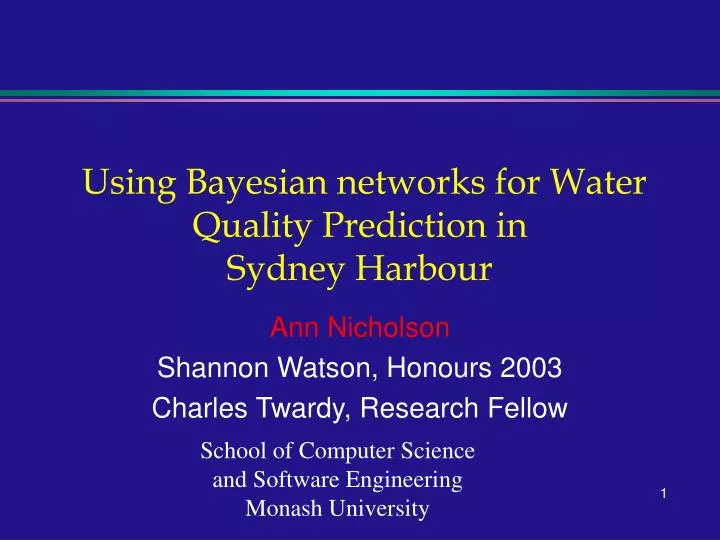 using bayesian networks for water quality prediction in sydney harbour