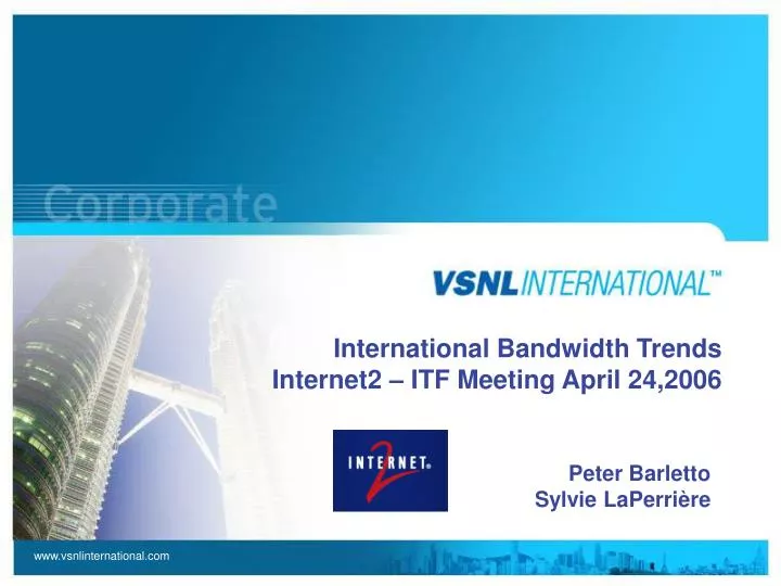 international bandwidth trends internet2 itf meeting april 24 2006